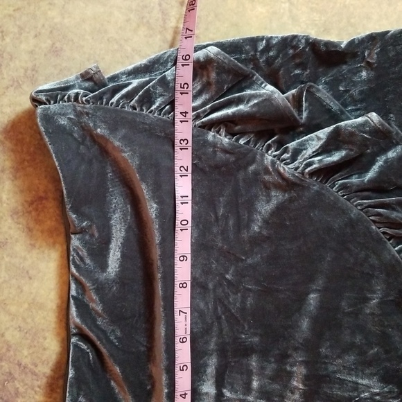 Lovers & Friends | Gray Velvet Faux Wrap Ruffled Mini Skirt - Picture 6 of 9